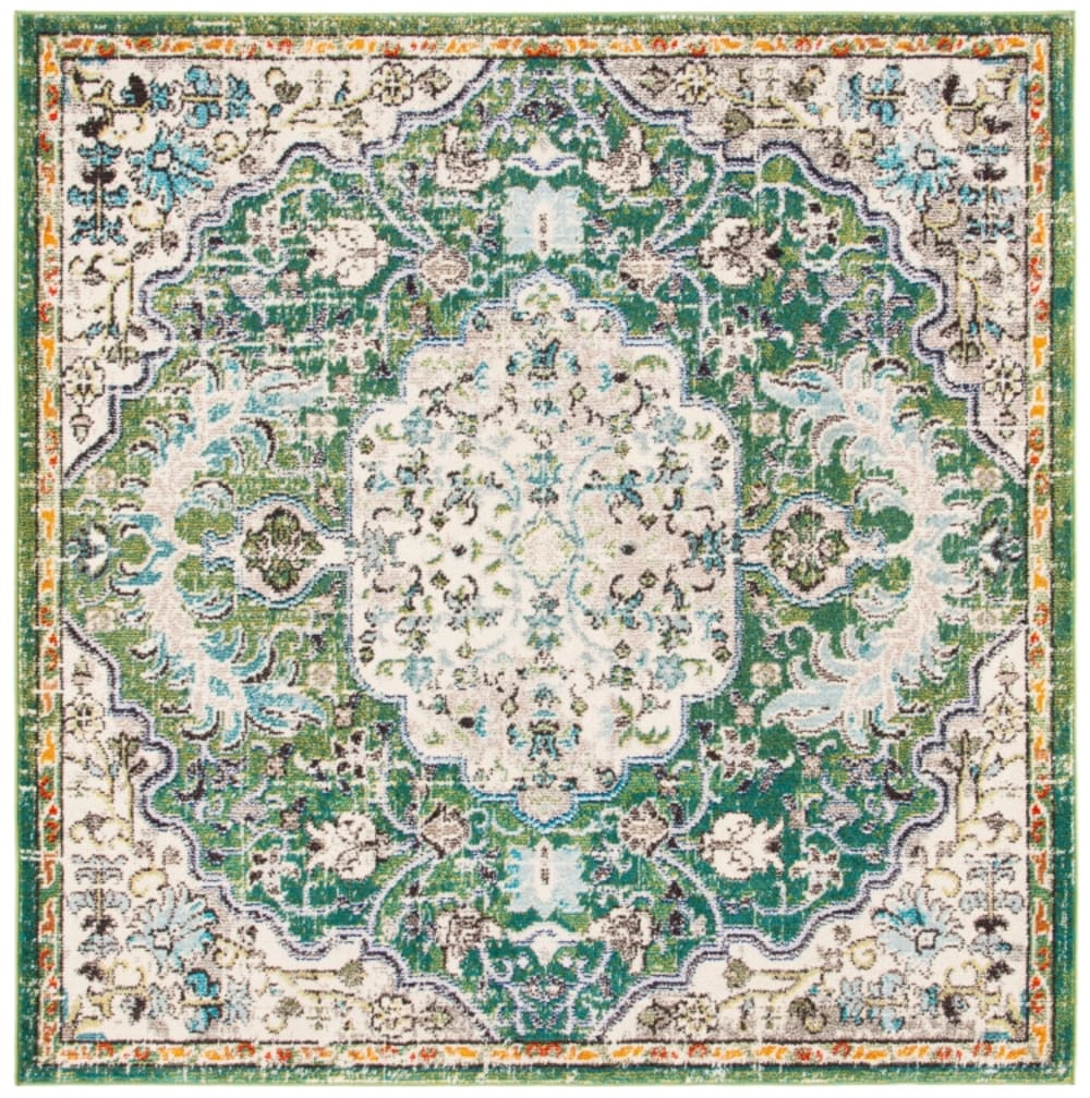 Tapis de transition en polypropylène vert/bleu, 122 x 122 cm
