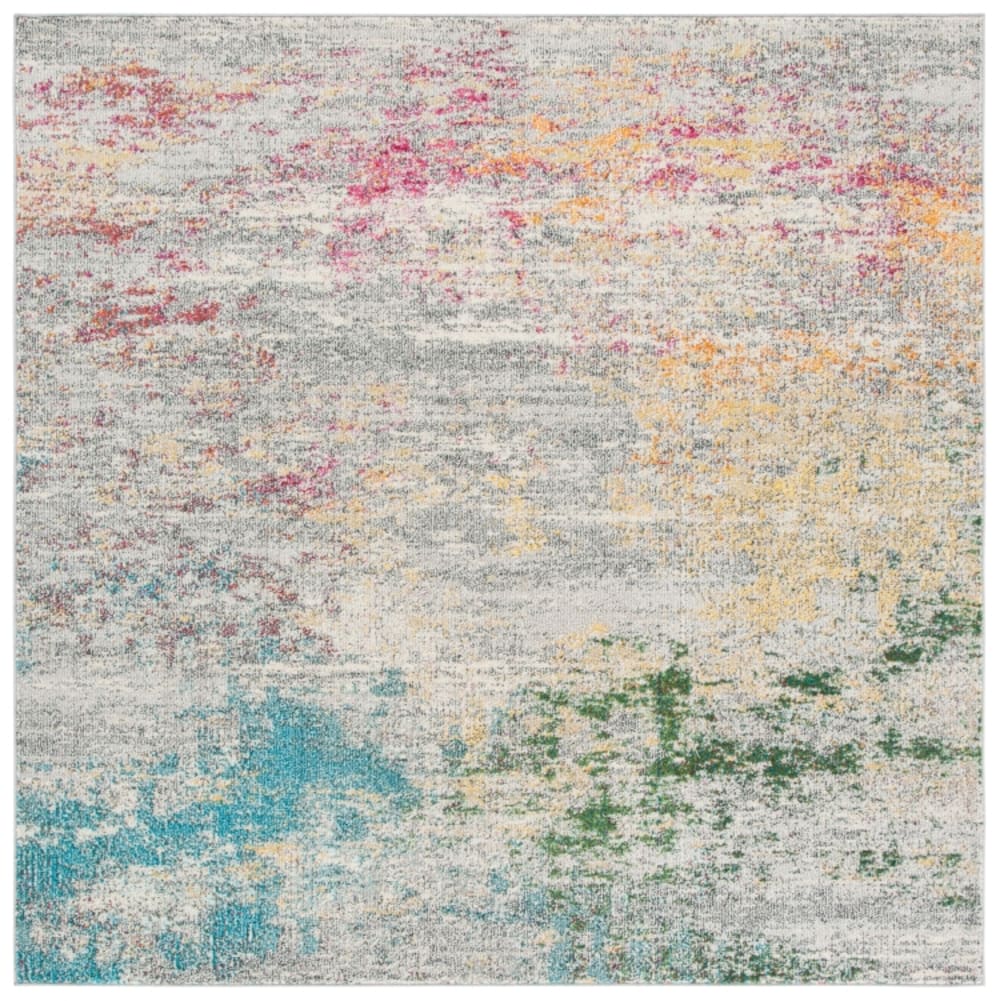 Tapis contemporain en polypropylène gris/or, 201 x 201 cm