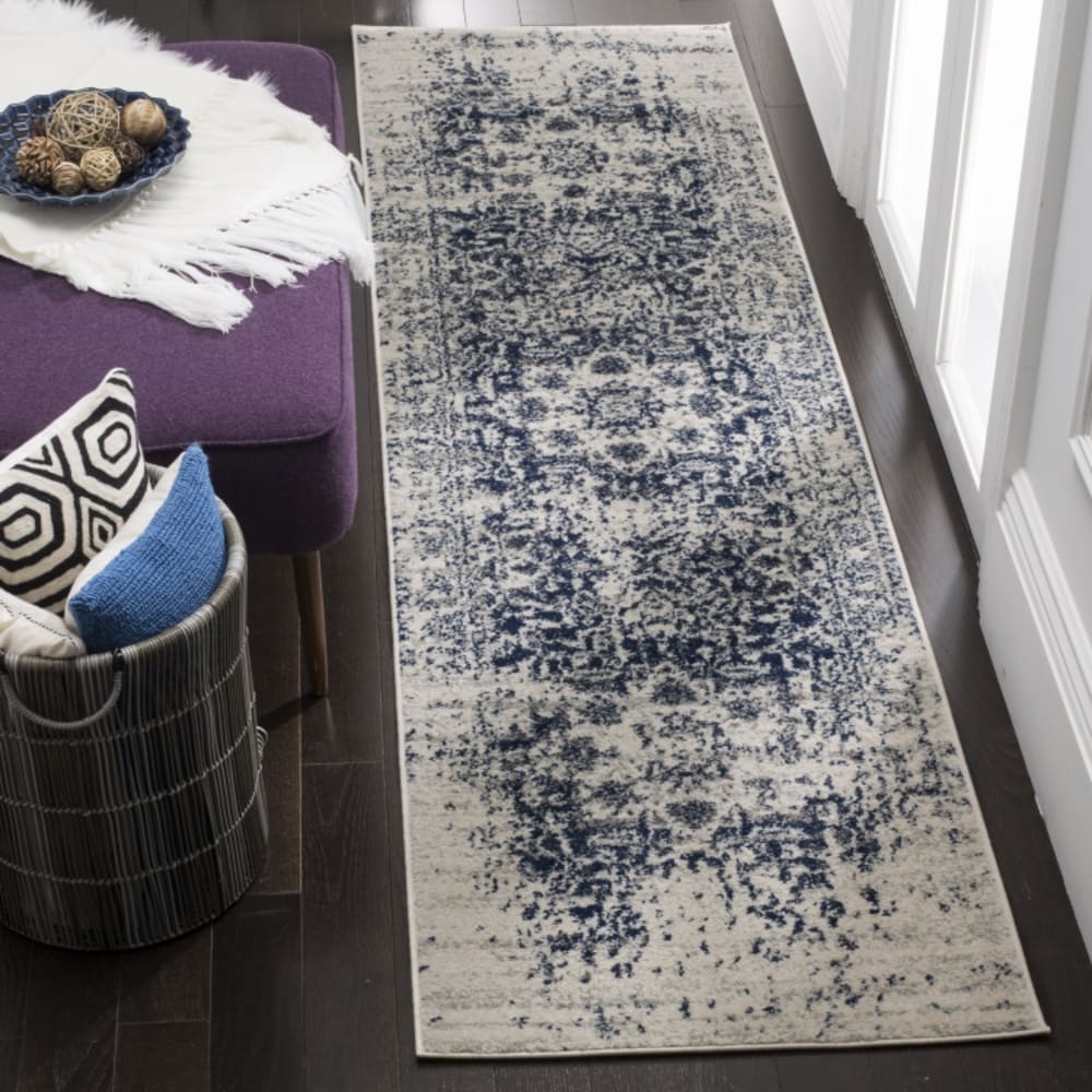Tapis chic moderne en polypropylène beige/bleu, 69 x 183 cm — vue 3