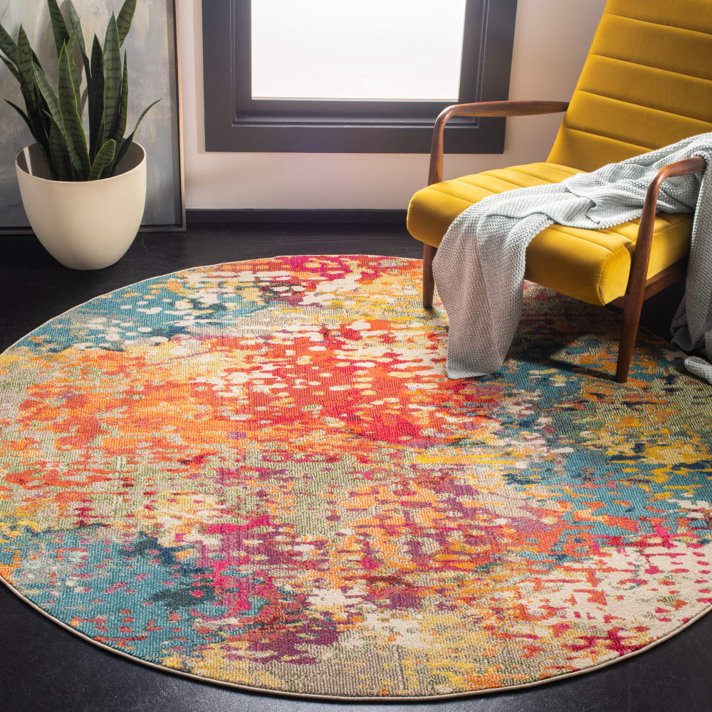 Tapis contemporain en polypropylène blanc/multicolore, 183 cm — vue 3