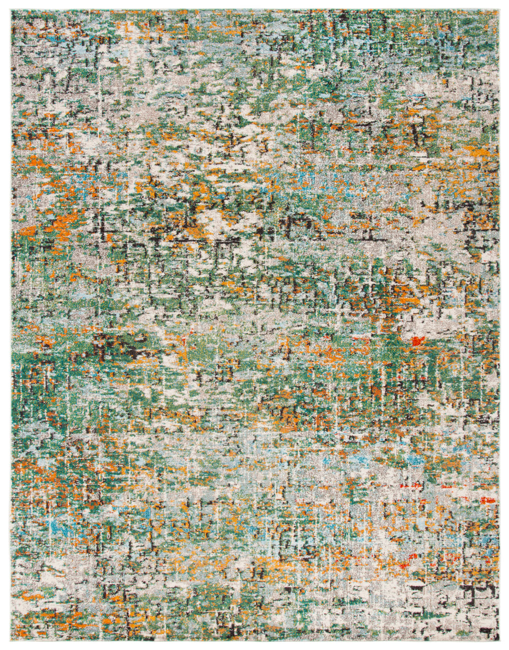 Tapis contemporain en polypropylène vert/bleu, 274 x 366 cm