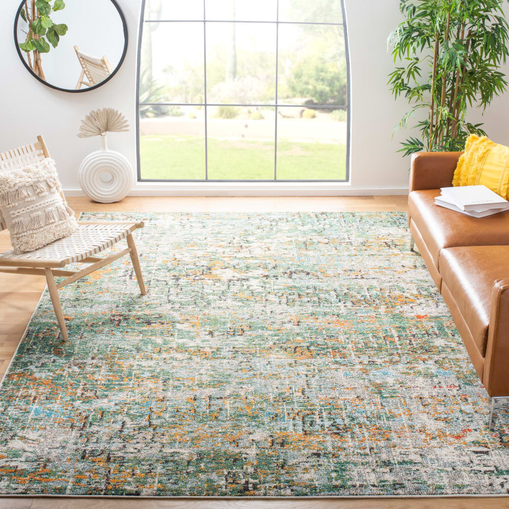 Tapis contemporain en polypropylène vert/bleu, 274 x 366 cm — vue 4
