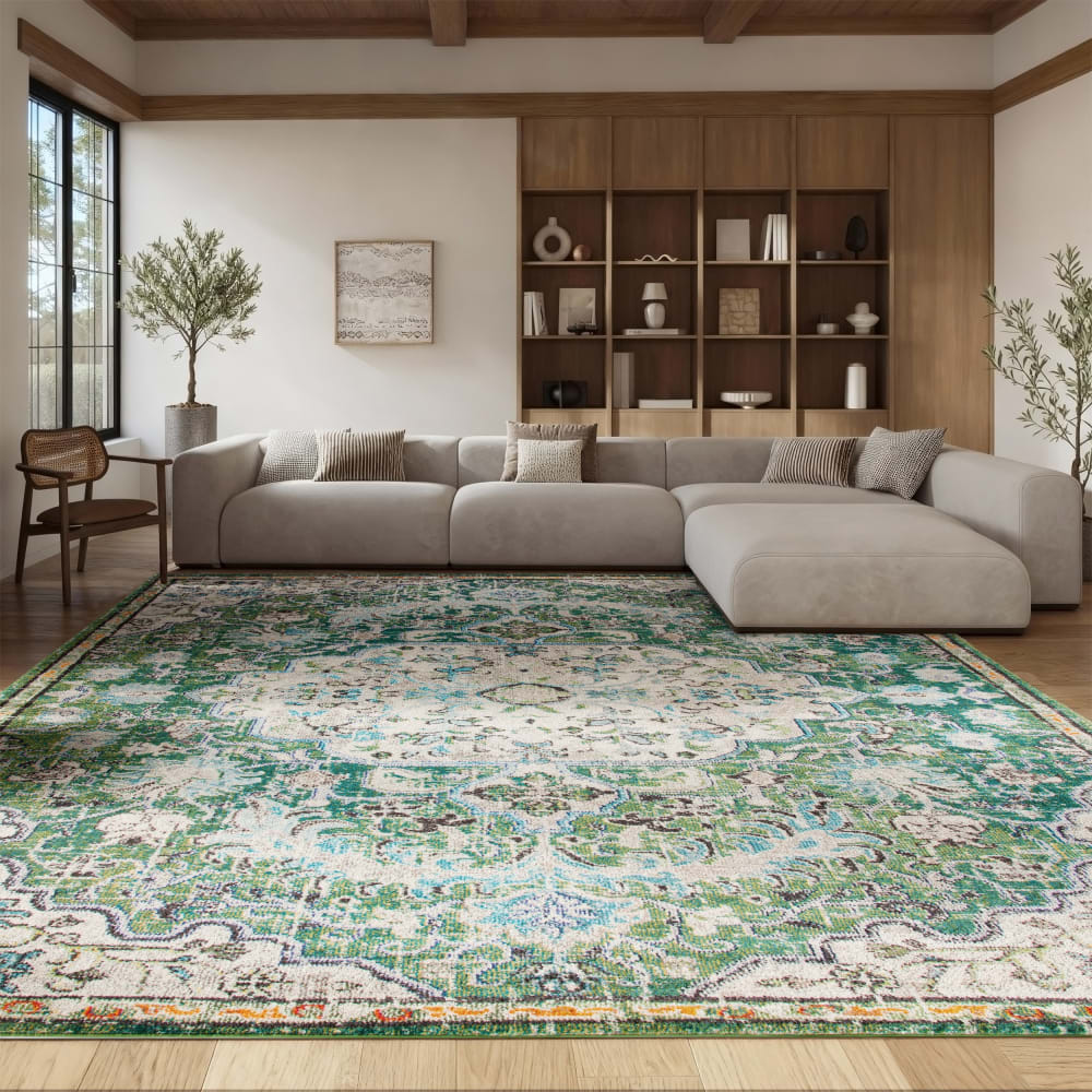 Tapis de transition en polypropylène vert/bleu, 274 x 366 cm — vue 3