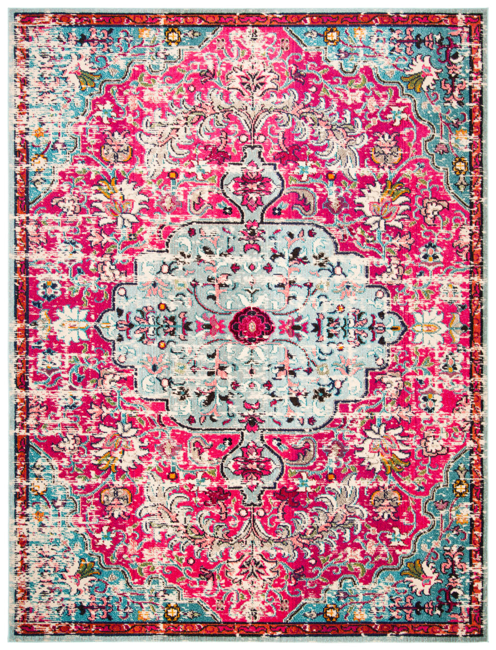 Übergangsphase Polypropylen-Teppich in Rosa/Blau, 244 x 305 cm -