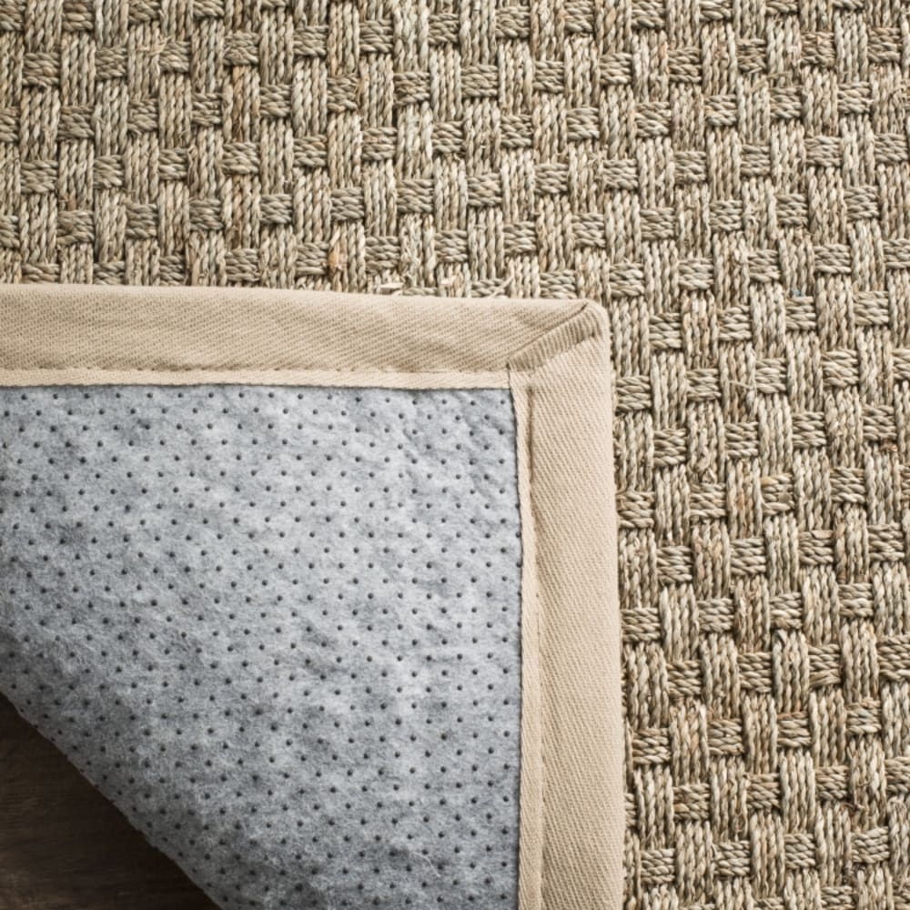 Tapis fibre naturelle en herbiers marins beige, 244 x 244 cm — vue 3