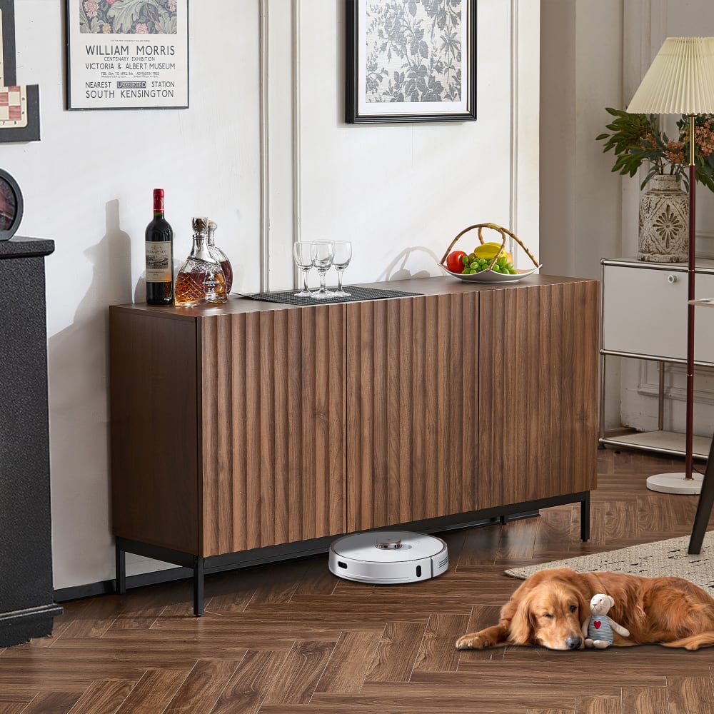 Dunkel Gemasertes Vintage Eichenholz-Dekor Sideboard 3D