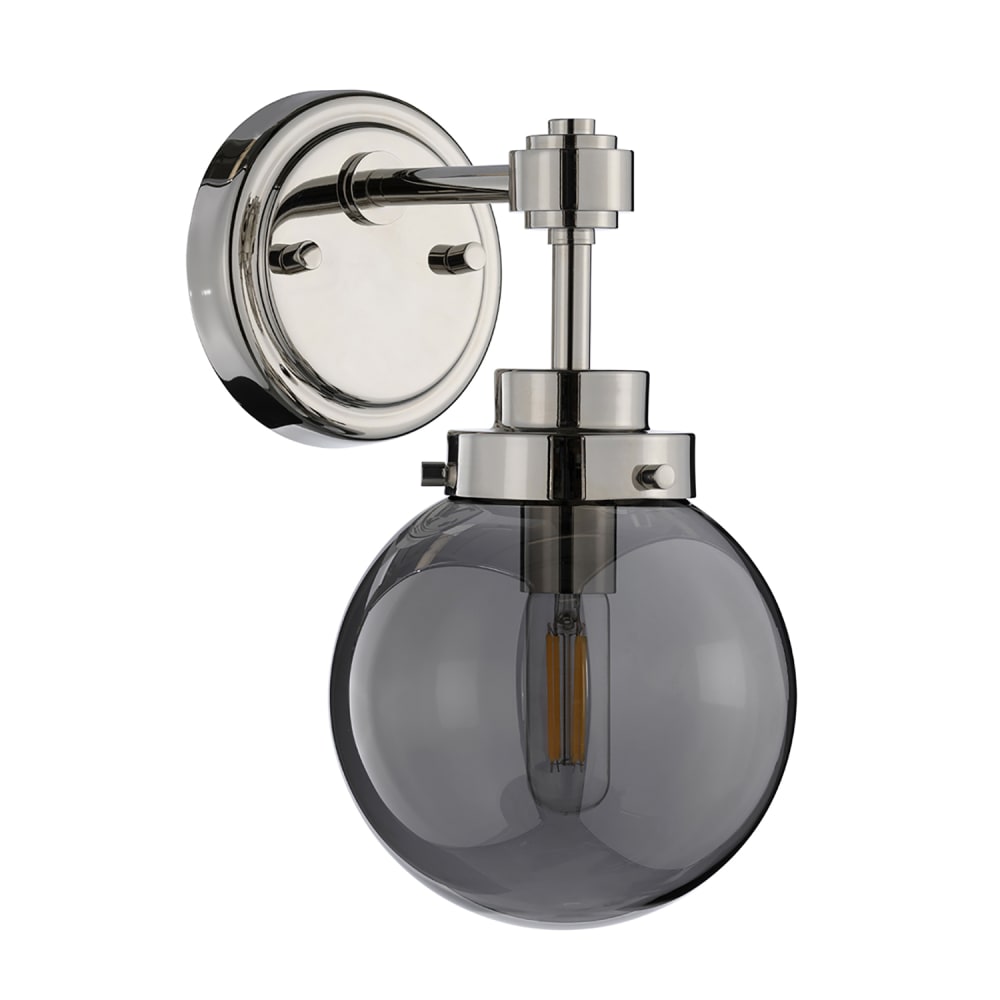 Applique murale en métal et verre miroir fumé, nickel poli — vue 3