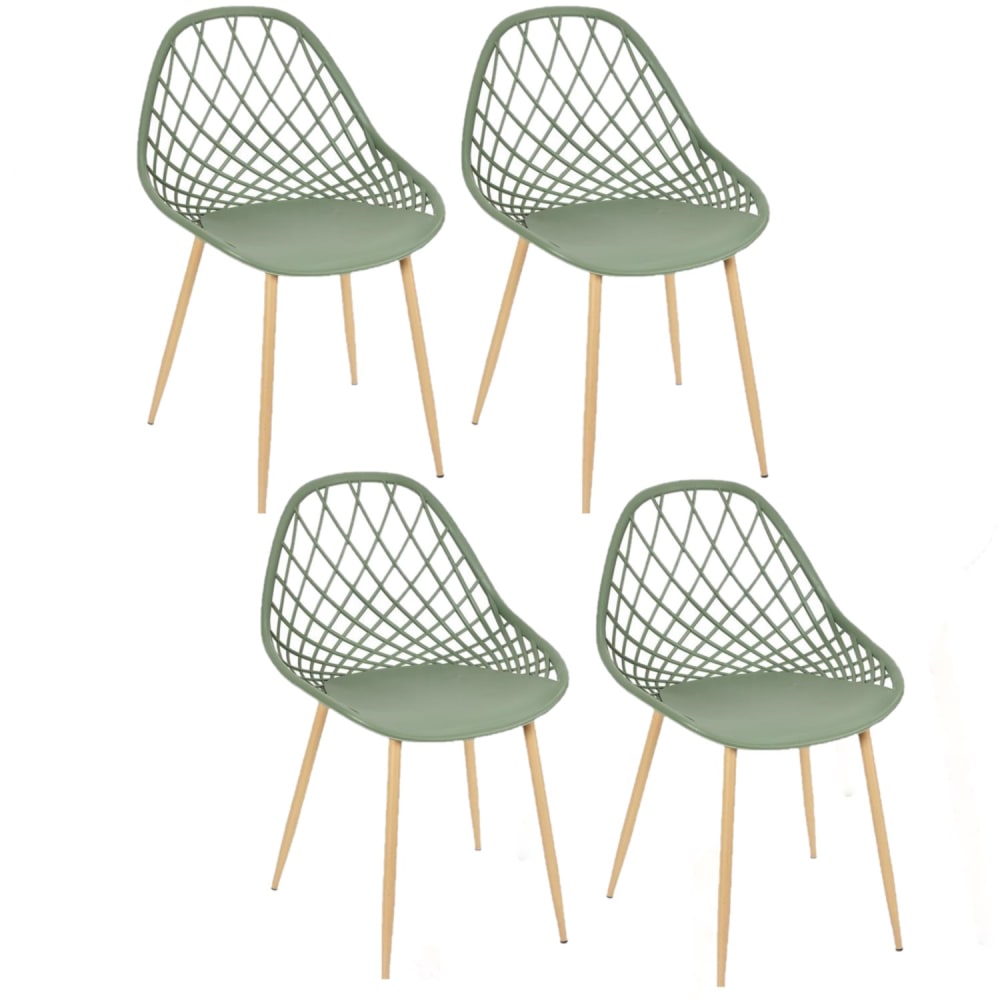 Lot de 4 chaises d'extérieur en polypropylène vert