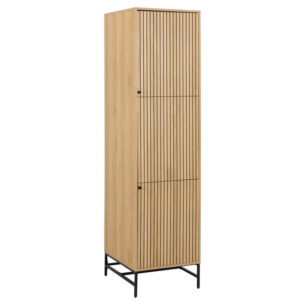 Armoire 2 portes et 2 étagères effet tasseaux Beige