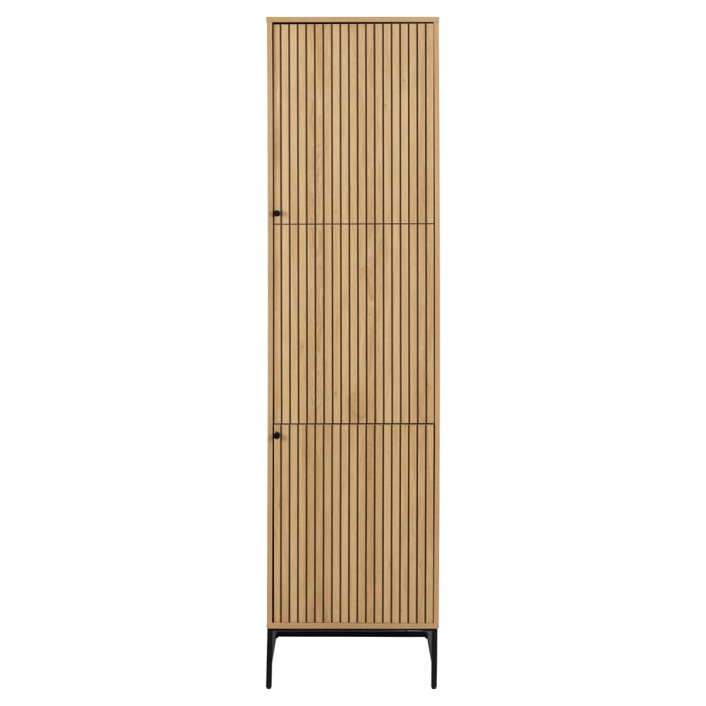 Armoire 2 portes et 2 étagères effet tasseaux Beige