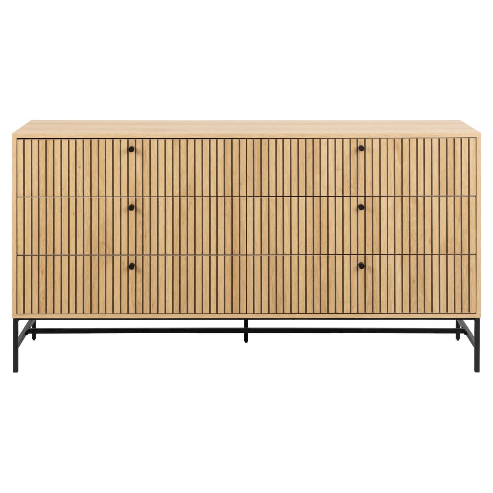 Commode rectangulaire 6 tiroirs effet tasseaux Beige