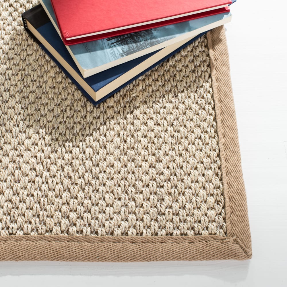 Tapis fibre naturelle en sisal blanc/beige, 91 x 91 cm — vue 4