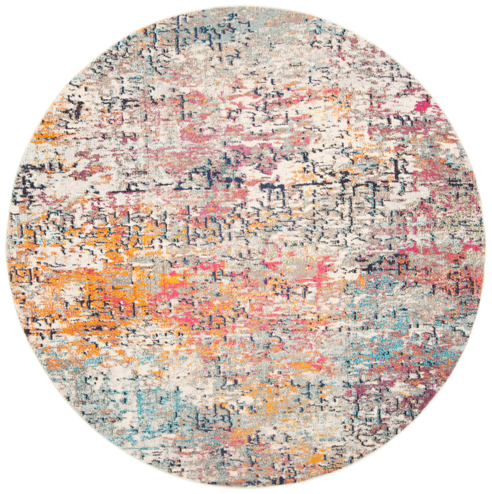 Tapis contemporain en polypropylène gris/rose, 201 cm