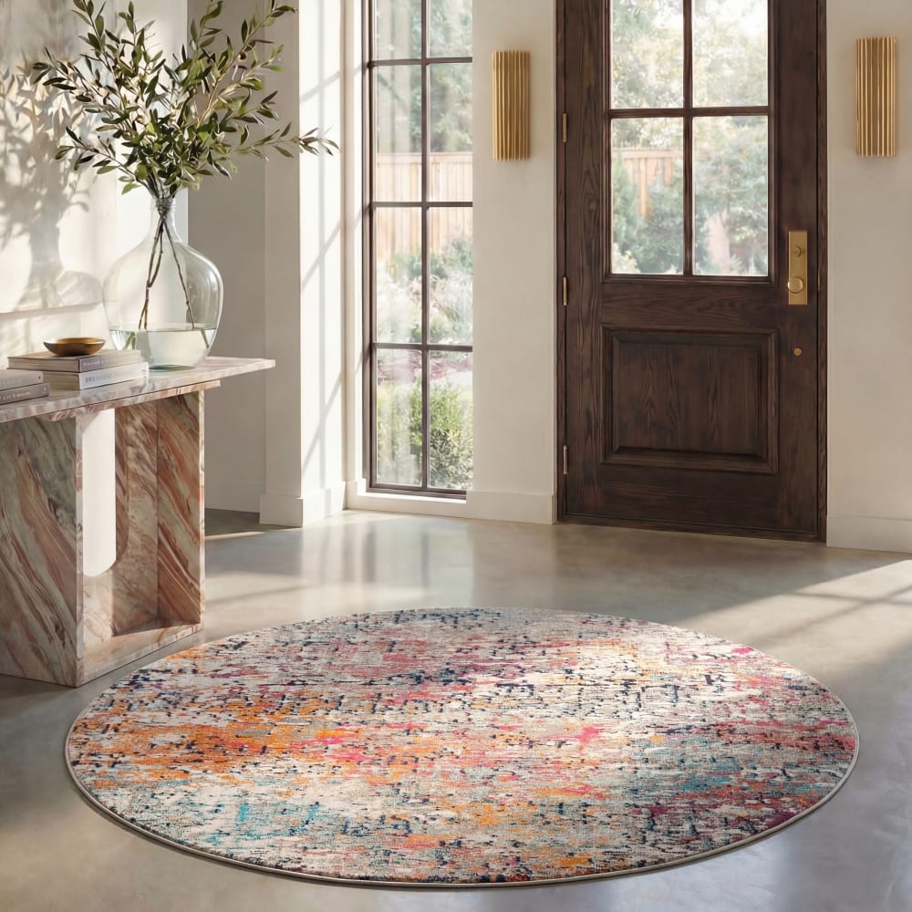 Tapis contemporain en polypropylène gris/rose, 201 cm — vue 3