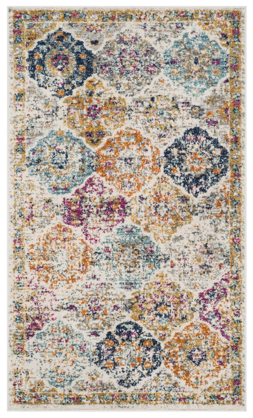 Tapis chic moderne en polypropylène beige/multicolore, 91 x 152 cm