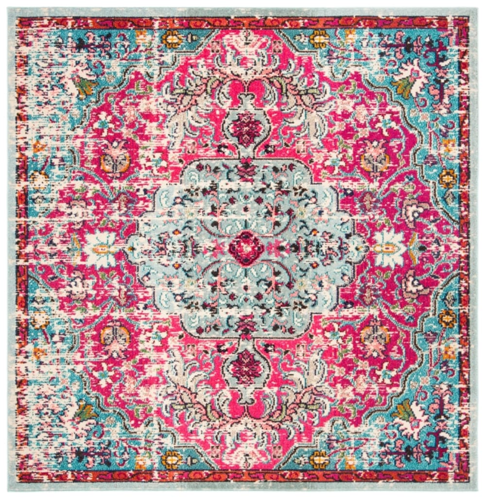 Tapis de transition en polypropylène rose/bleu, 201 x 201 cm