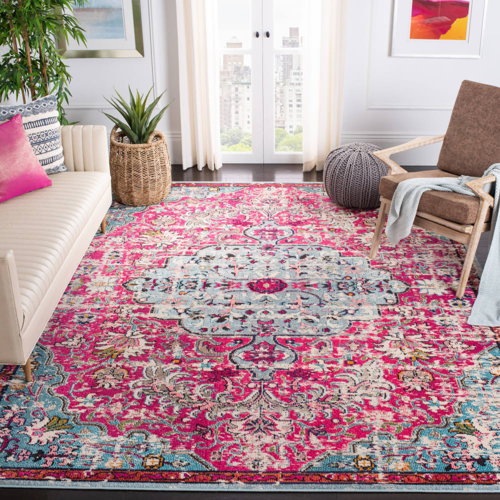Tapis de transition en polypropylène rose/bleu, 201 x 201 cm — vue 4