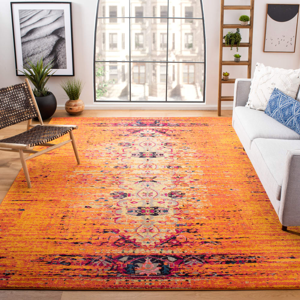 Tapis bohème chic en polypropylène orange/multicolore, 235 x 335 cm — vue 3