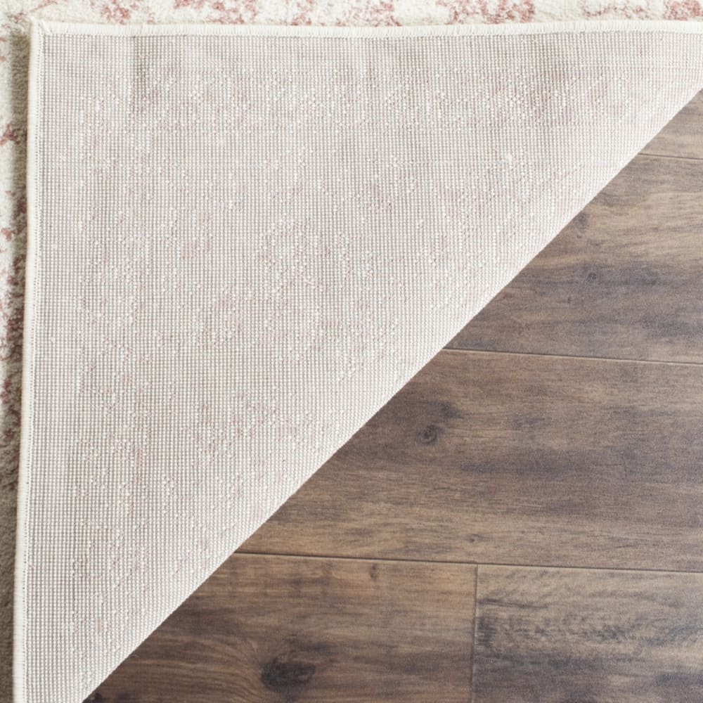 Tapis vintage patiné en polypropylène blanc/rose, 213 x 213 cm — vue 3