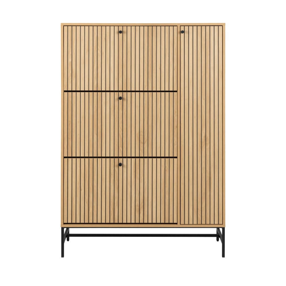 Meuble à chaussures 4 portes en bois et métal L98,7cm - Bois clair