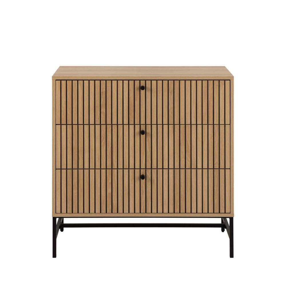Commode 3 tiroirs en bois L80,6cm  - Bois clair