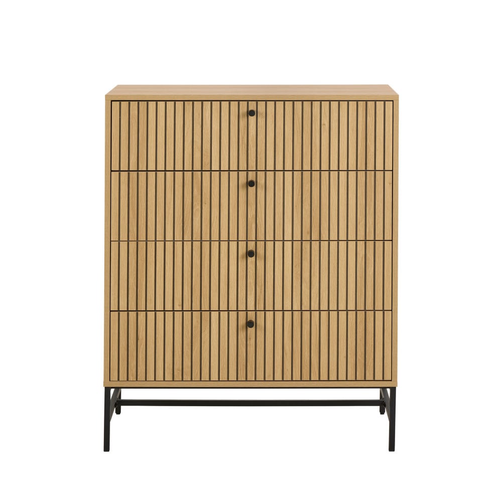 Commode 4 tiroirs en bois L80.6cm - Bois clair