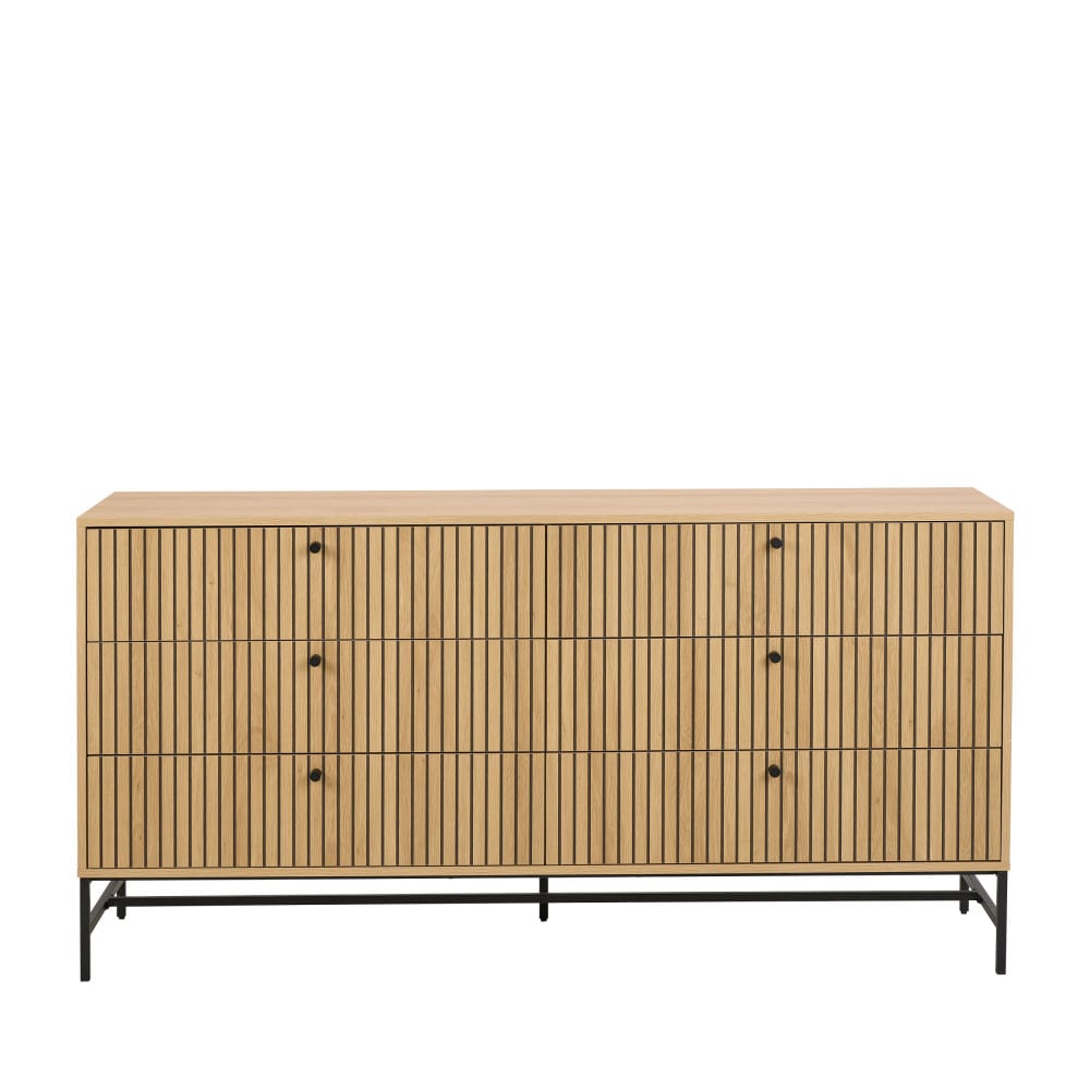 Commode 6 tiroirs en bois L157.9cm - Bois clair
