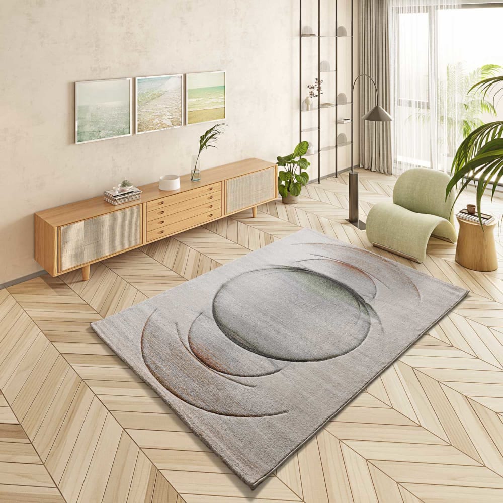 Tapis moderne crème/vert/rouille 120x170 cm — vue 3