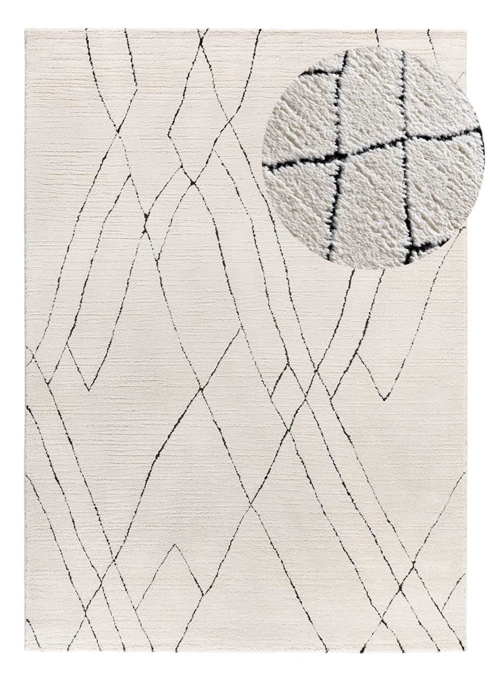 Tapis à relief berbère blanc/noir 80x150 cm