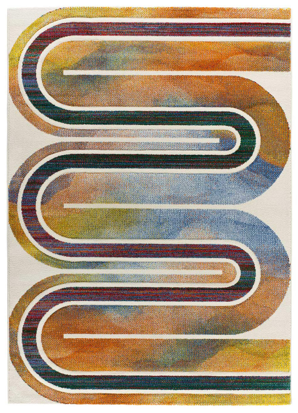 Tapis géométrique beige/multicolore