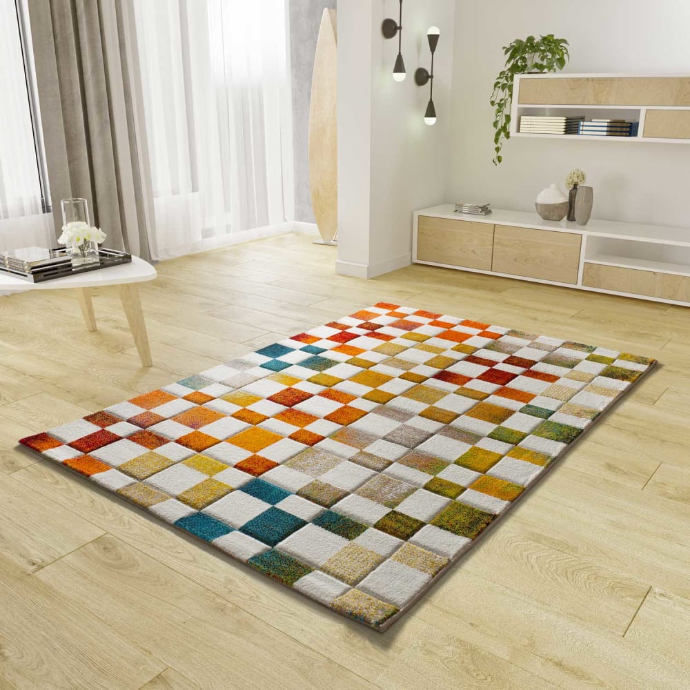 Tapis damier multicolore 140x200 cm