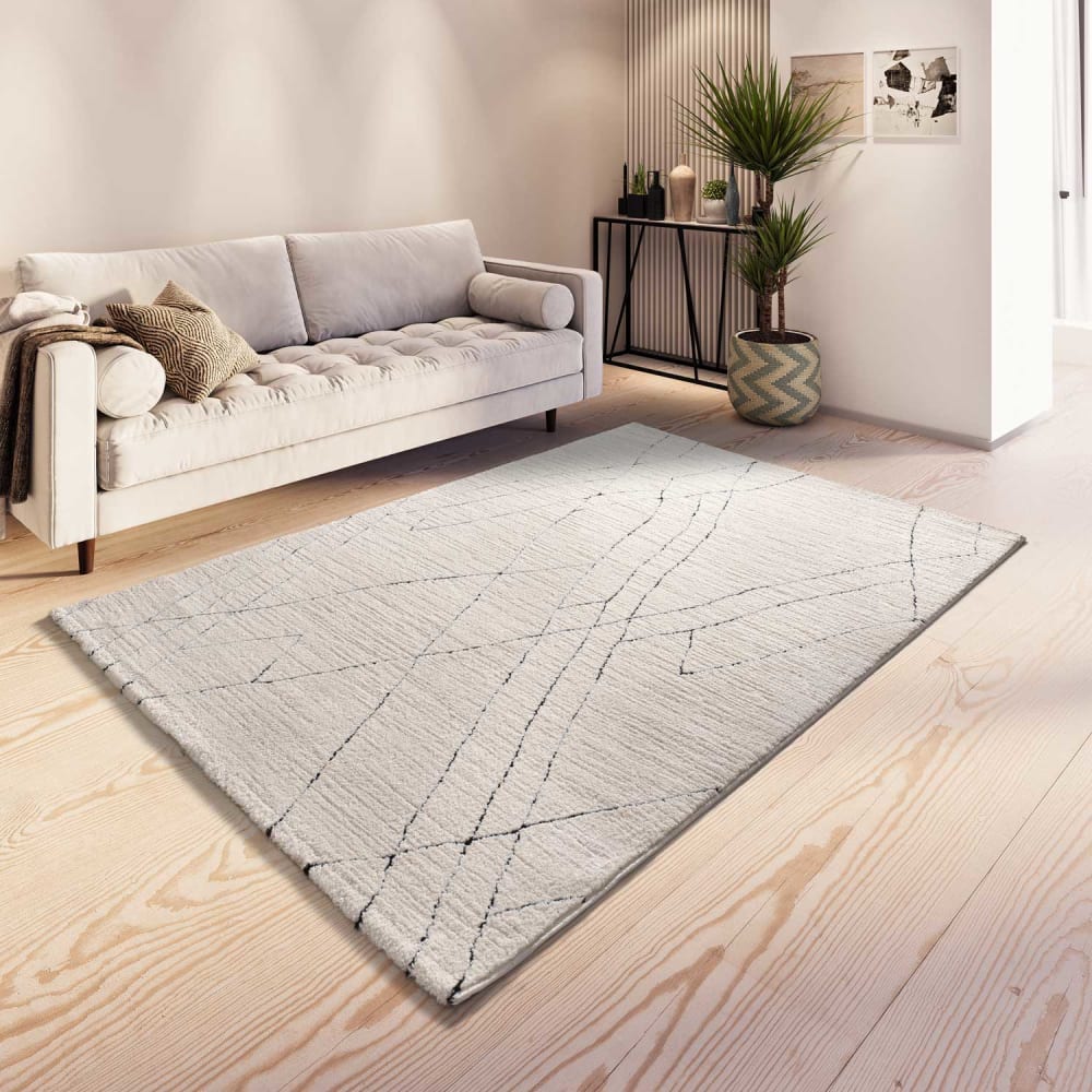 Tapis à relief berbère blanc/noir 120x170 cm — vue 3