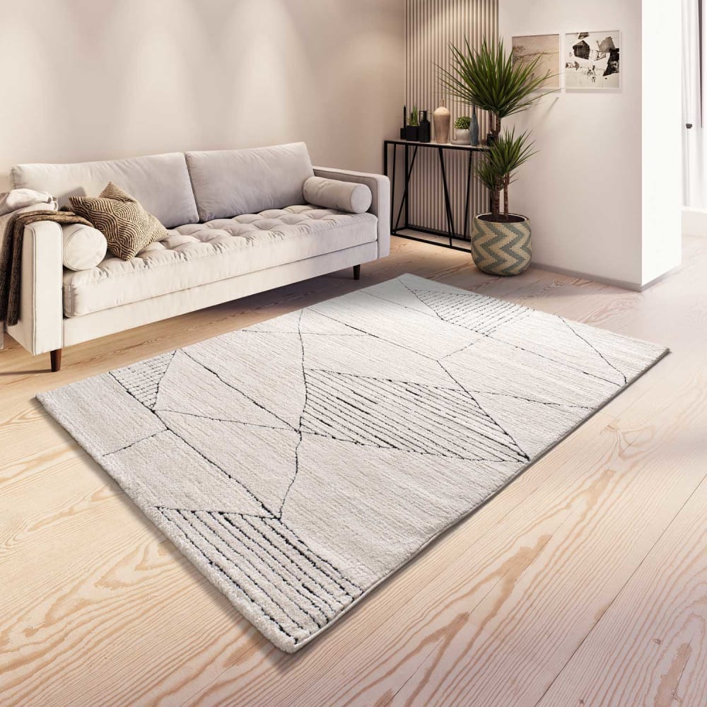 Tapis à relief ethnique blanc/noir 120x170 cm — vue 3
