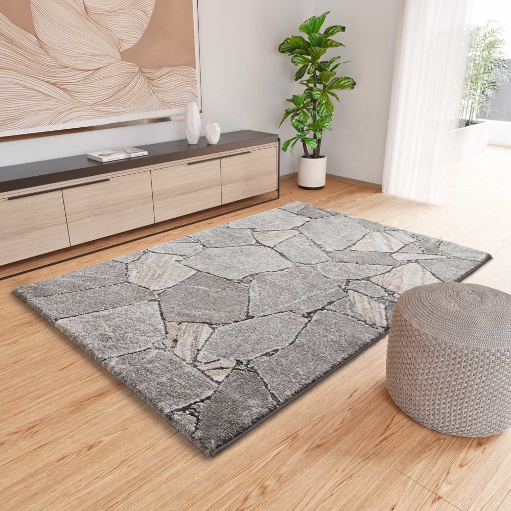 Tapis à relief shaggy moderne gris 140x200 cm — vue 3