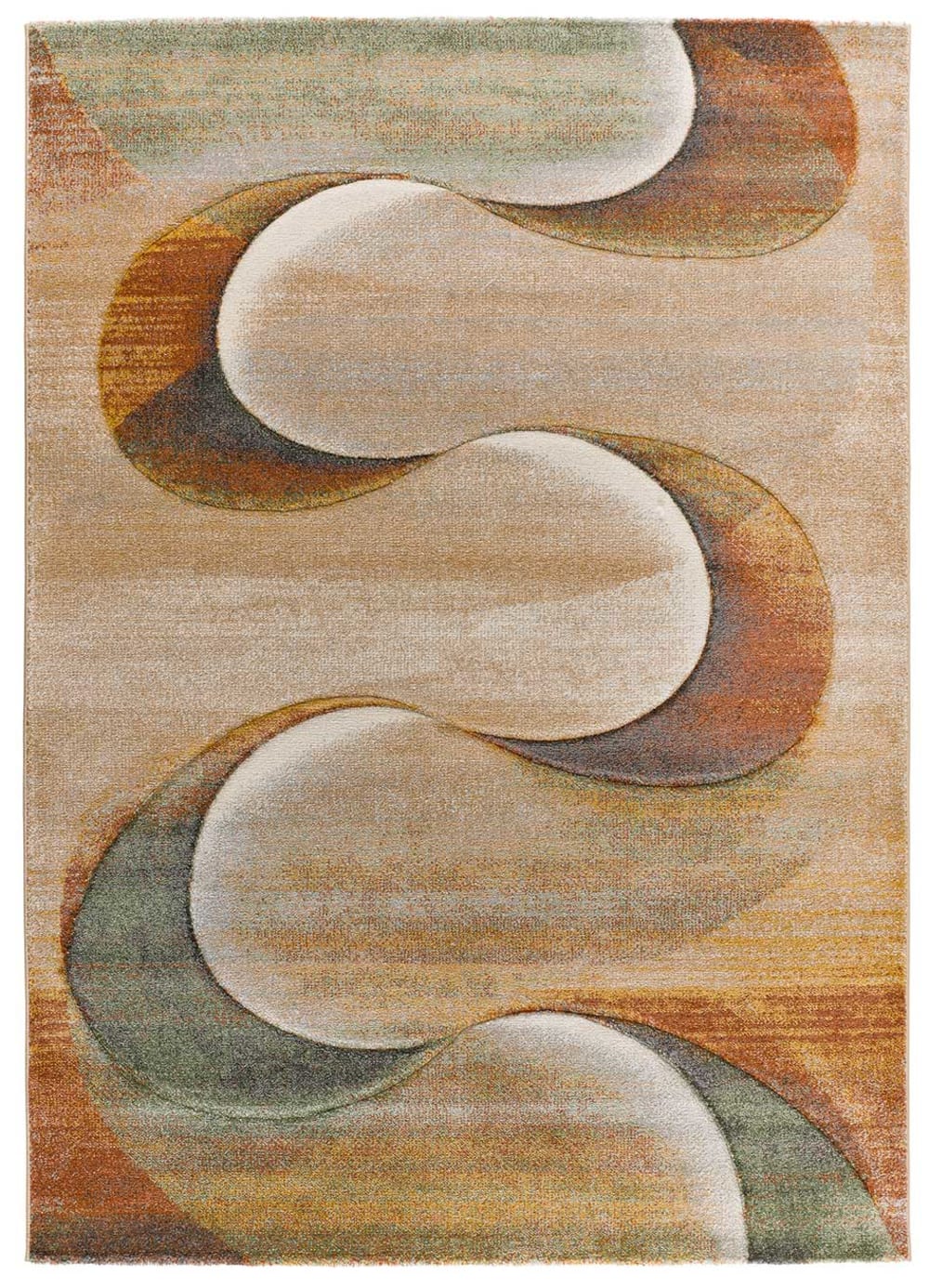 Tapis abstrait beige/terracotta/vert