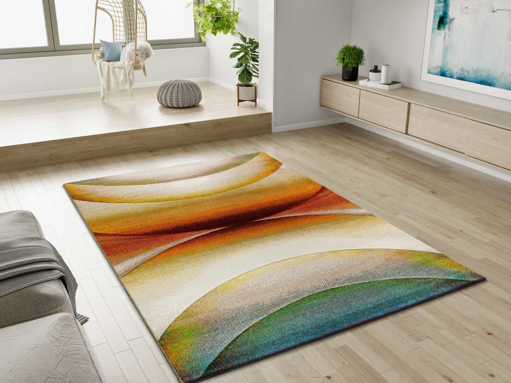 Tapis abstrait beige/rouille/vert 140x200 cm — vue 3