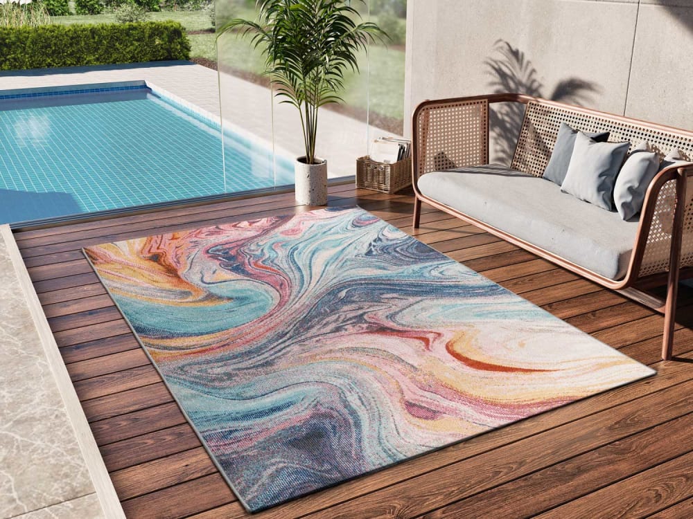 Atticgo Indoor-Outdoor Teppich, abstrakt, mehrfarbig, 120x170 cm style modern Öko-Tex Zertifikat - Pp - Polypropylen
