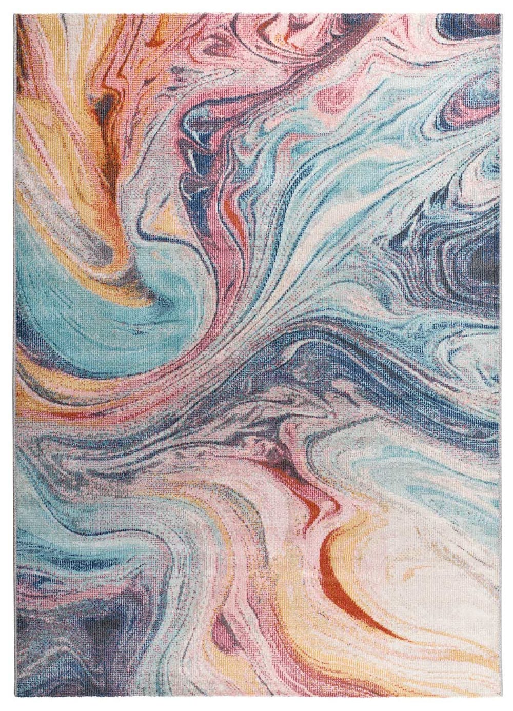 Tapis d'extérieur abstrait bleu/rose/rouille 160x230 cm