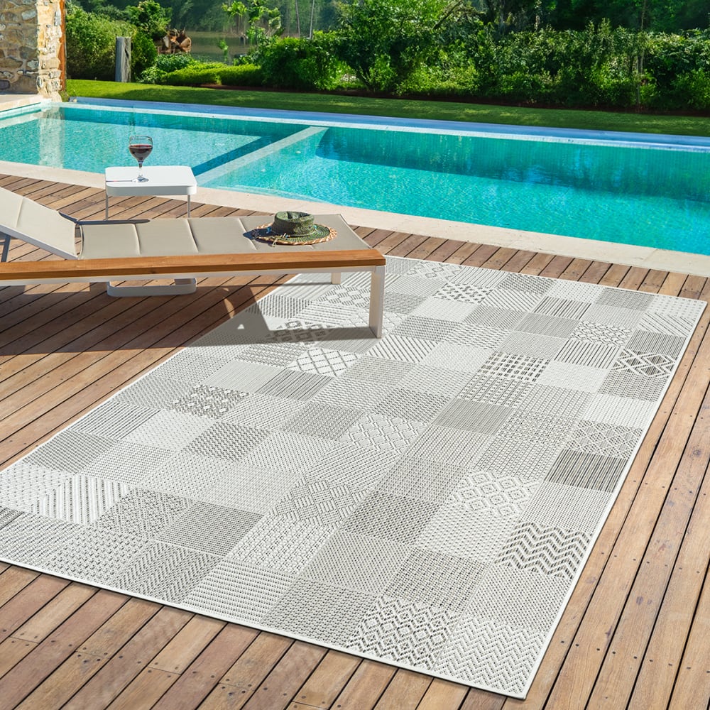 Tapis patio balcon tissage plat, multi, 200 x 290 cm