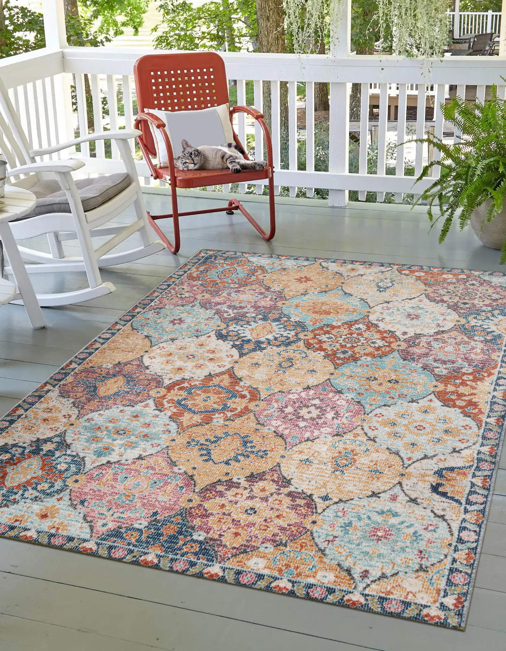 The carpet Moderner In-& Outdoor Teppich, Mehrfarbig, 80 x 150 cm style vintage Mehrfarbig Pes - Polyester
