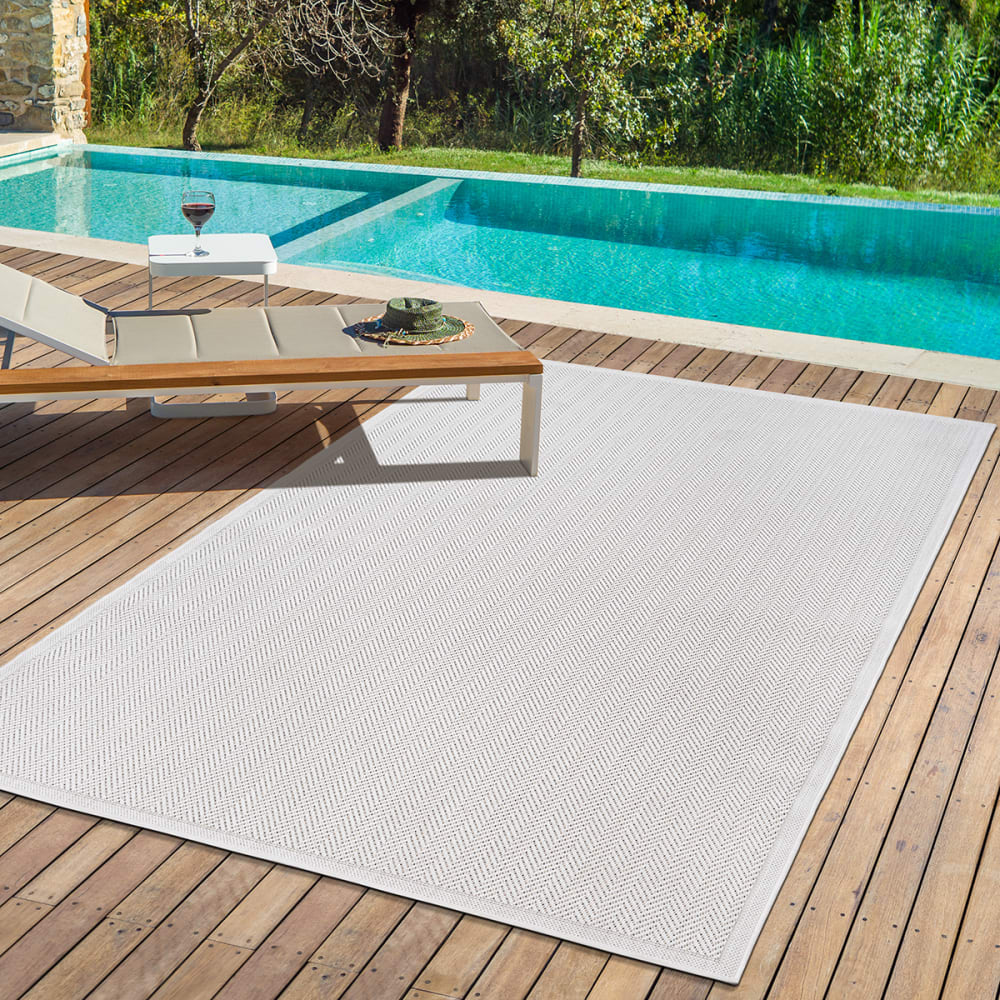 The carpet In-/Outdoor Teppich, Robust, Creme, 160 x 230 cm style modern Weiß Pes - Polyester