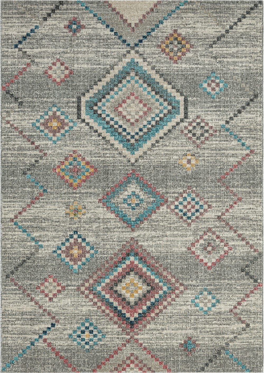 Tapis extérieur à trame plate losange scandinave, crème, 200 x 290 cm