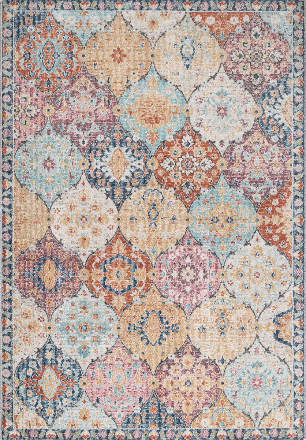 Tapis extérieur terrasse cuisine balcon, multicolore, 200 x 290 cm