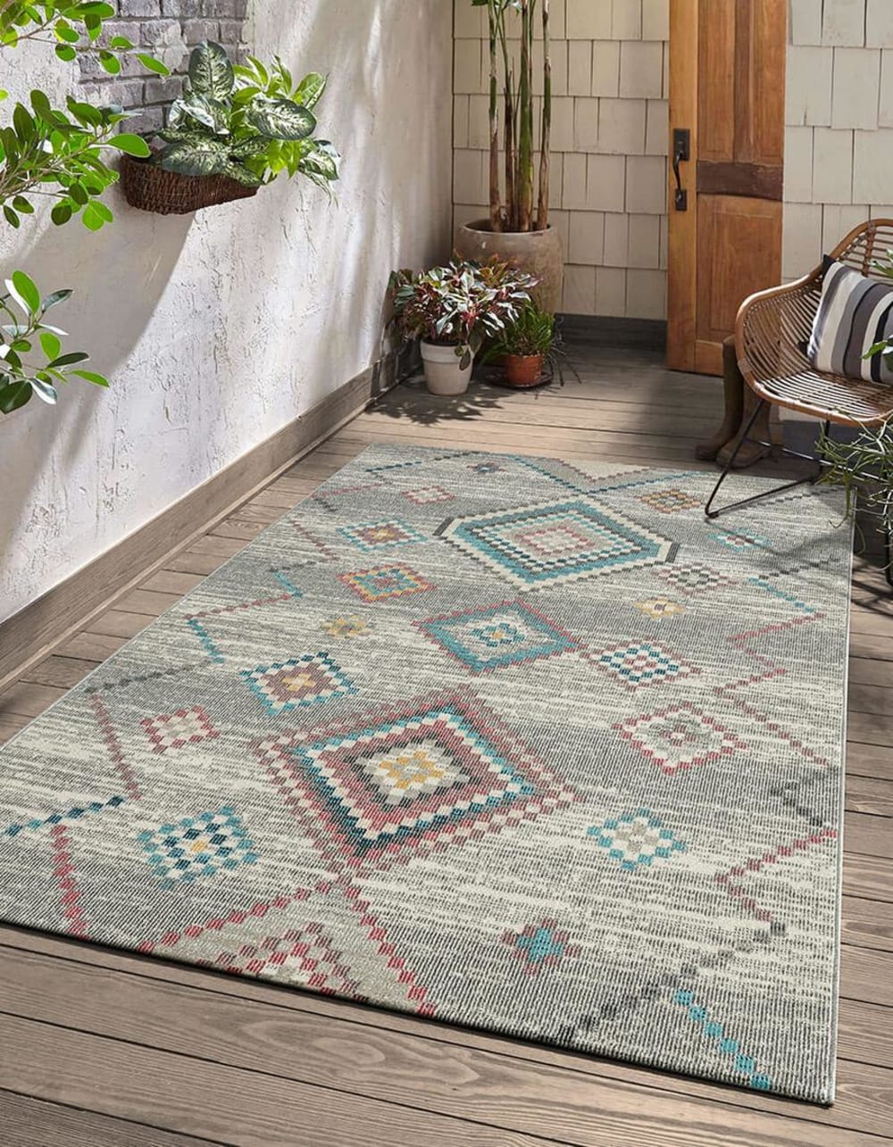 Tapis moderne extérieur, crème, 80 x 300 cm — vue 3