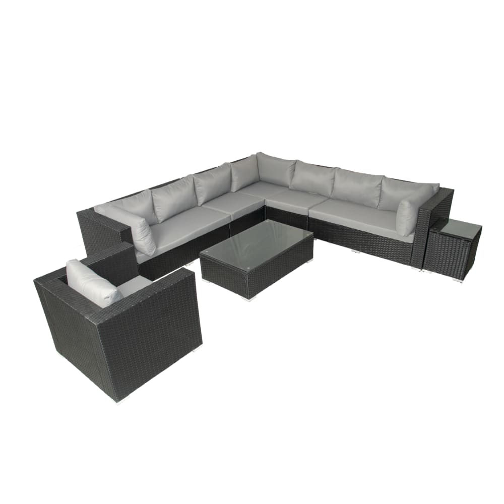 Salon de jardin modulable 6 places en résine gris et beige