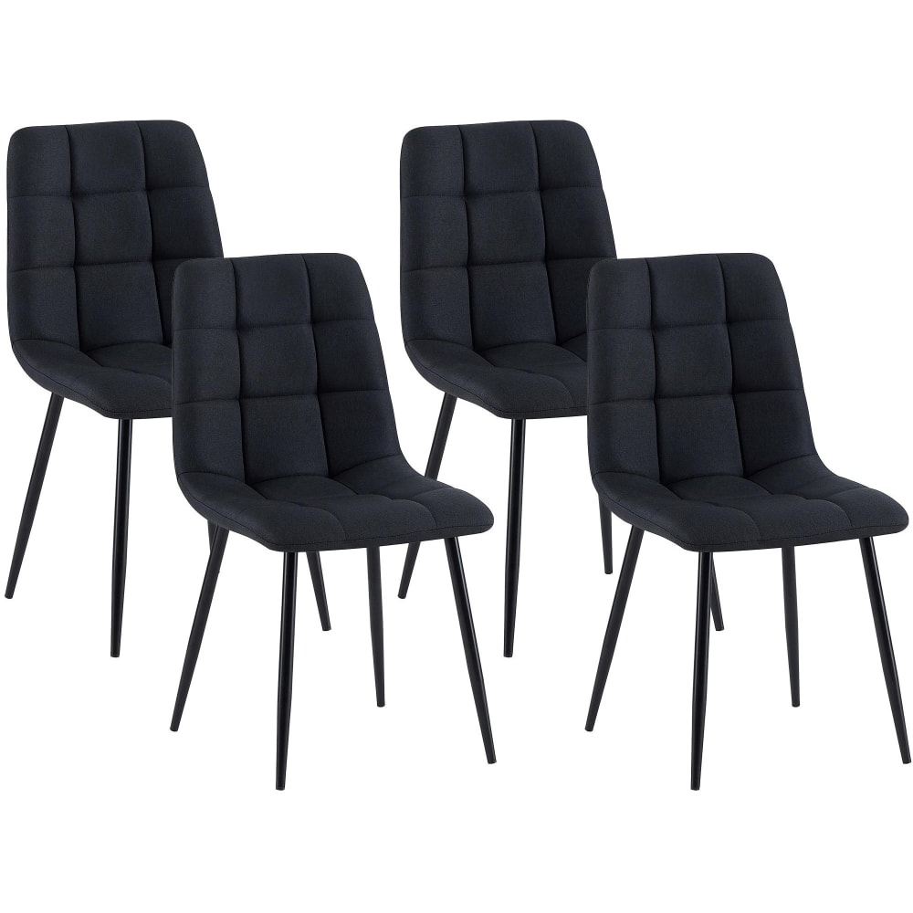 Lot de 4 chaise salle à manger avec pieds en stoff noir