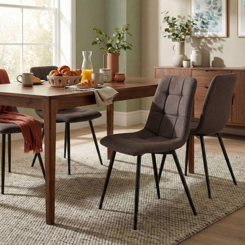 CLP 4er Set Esszimmerstühle mit Fußgestell aus Stoff braun style modern - Stoff
