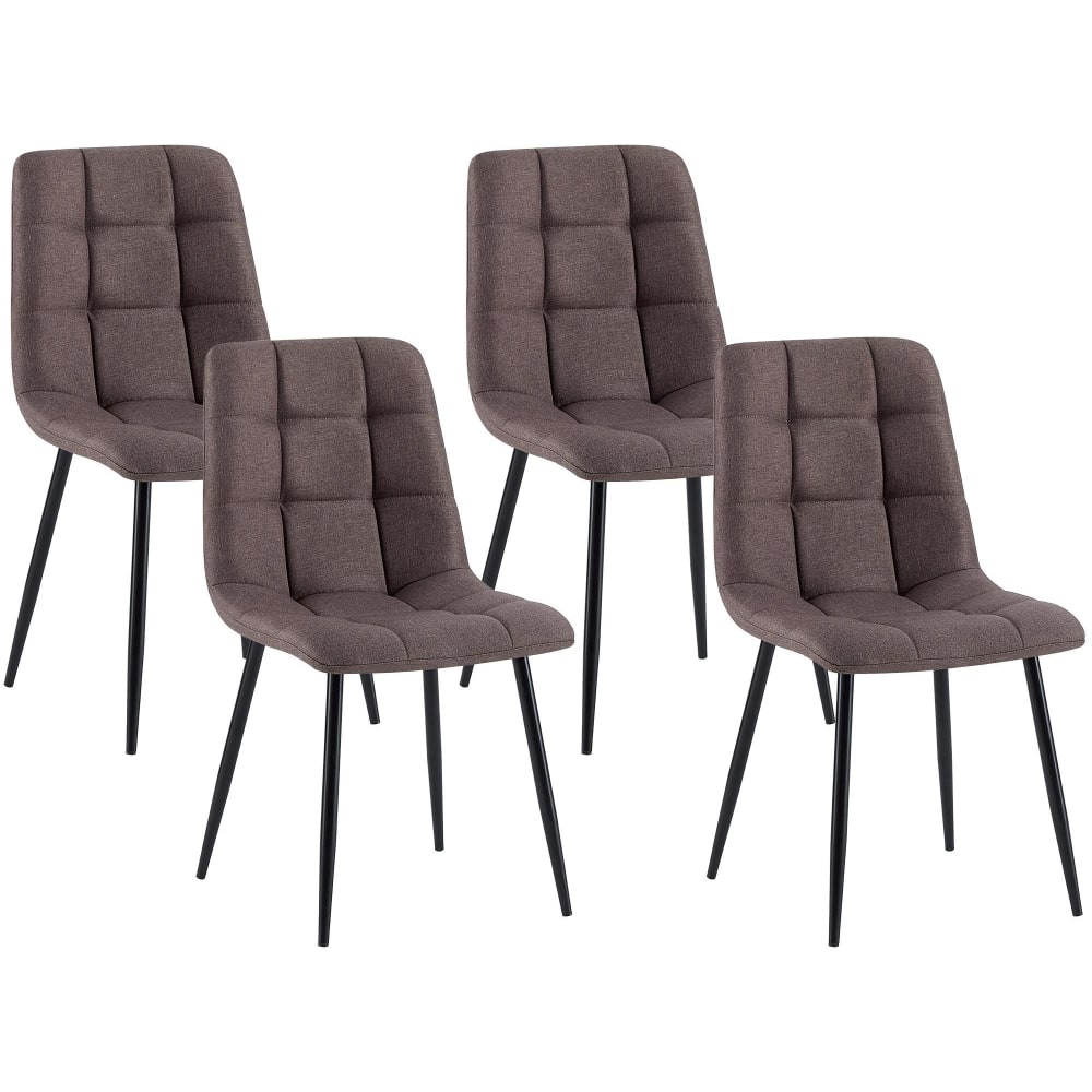 Lot de 4 chaise salle à manger avec pieds en stoff marron