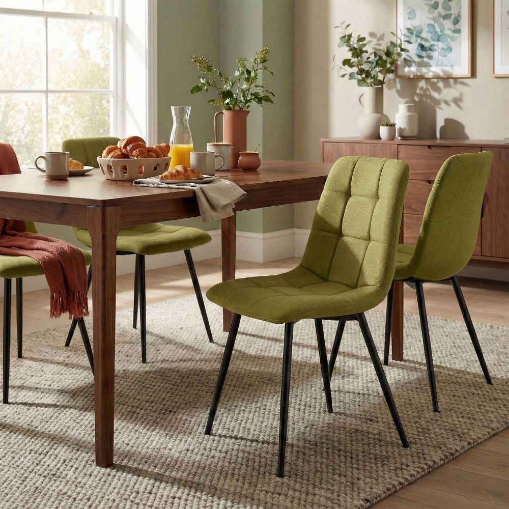 CLP 4er Set Esszimmerstühle mit Fußgestell aus Stoff grün style modern - Stoff
