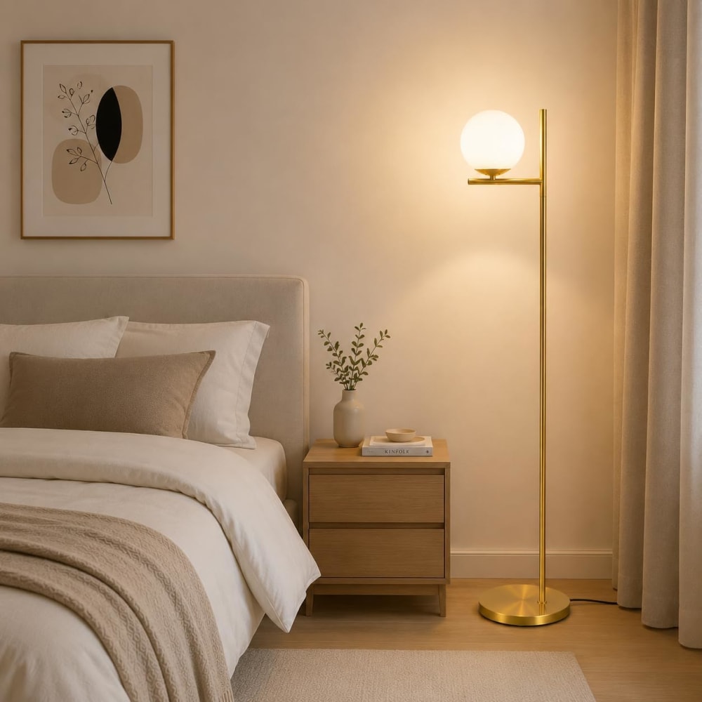 Wallace - lampadaire en métal, coloris doré, l 25 cm, e27 — vue 4